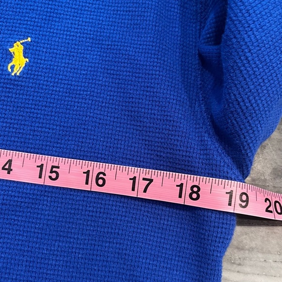 Polo Ralph Lauren Royal Blue V Neck Thermal Logo Cotton Sweater Medium Women - Picture 8 of 8
